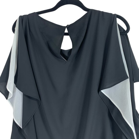 Batwing Sleeve Top blouse Anne Klein SZ 16 Black/white Split Sleeve flutter - Picture 3 of 16